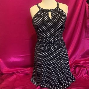 Saint Tropez size 4 blue and white polkadot above knee dress. Halter .